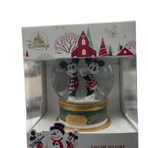 Disney Red & Gold Mickey and Minnie 2019 Holiday Snow Globe
